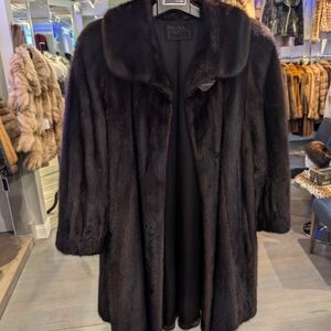 Women's Mink Swing Dark Brown Fur Coat